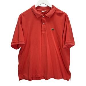 Lacoste Men's Short Sleeve Polo Shirt Size 7 XL Coral Orange Logo Cotton
